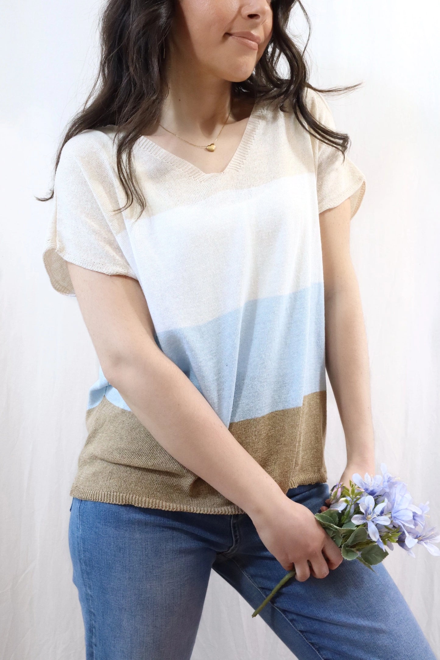 Striped Cotton Top | Camel