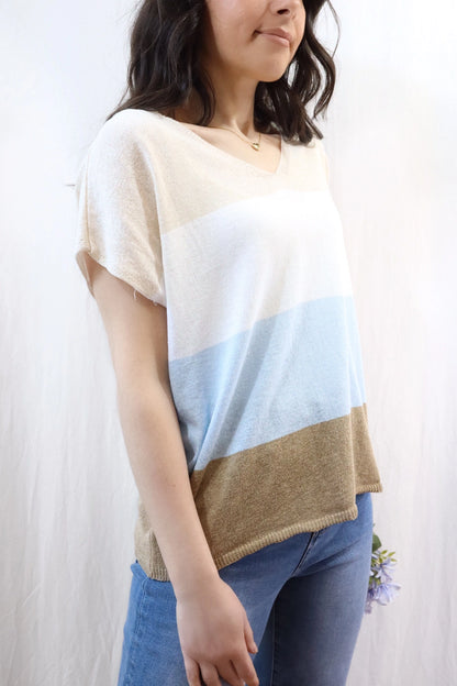 Striped Cotton Top | Camel