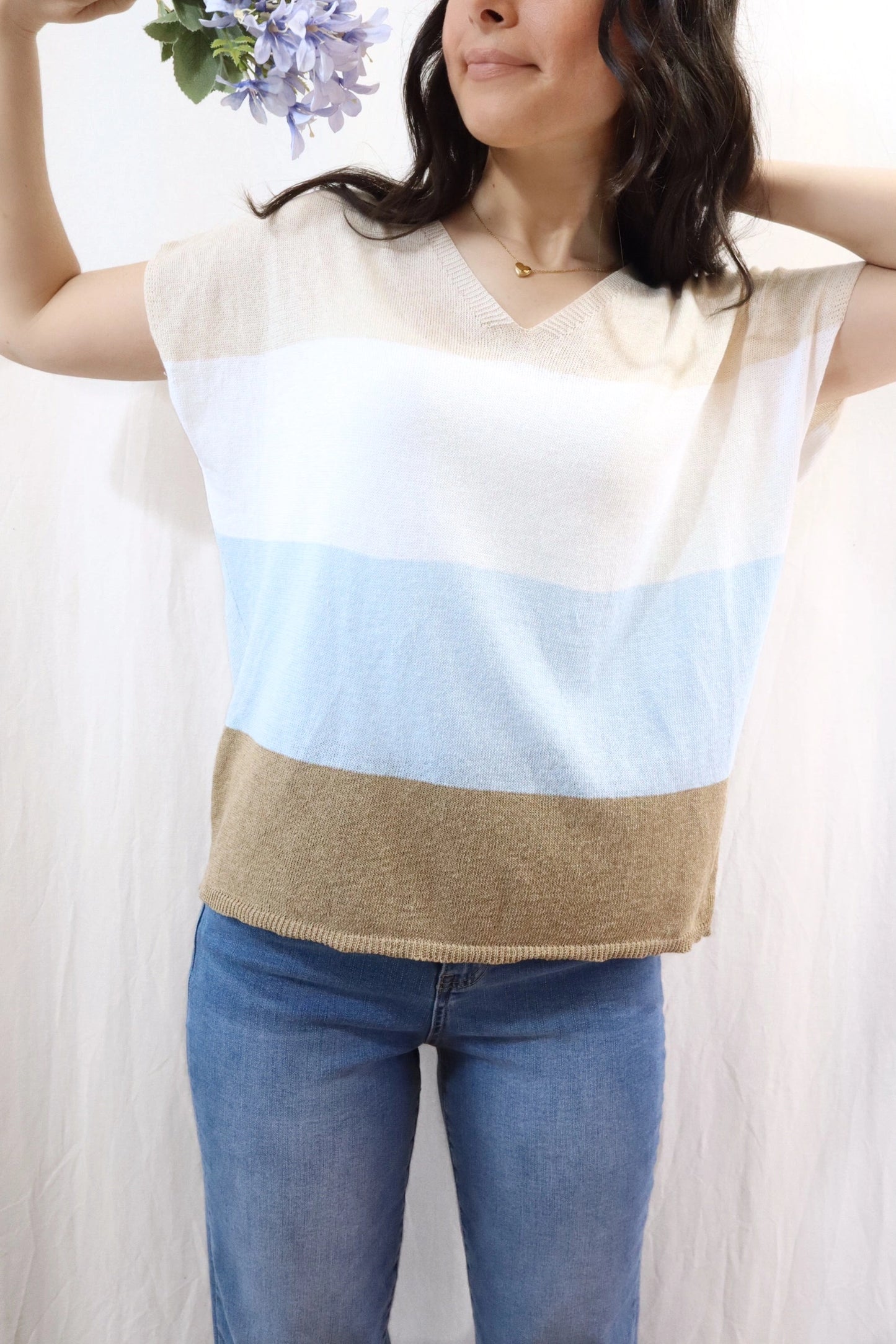 Striped Cotton Top | Camel