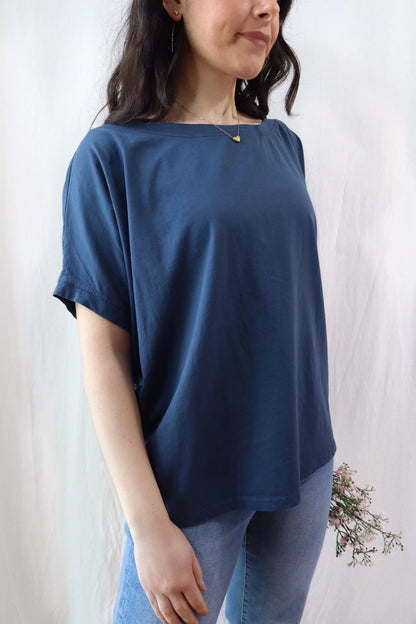 T-shirt in Cotone Oversize | Blu