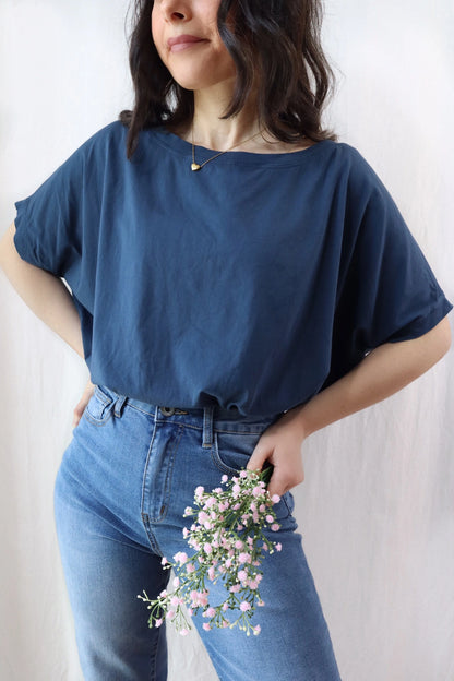 Oversize Cotton T-shirt | Blue