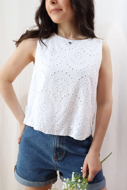 Lined Pure Cotton Eyelet Top