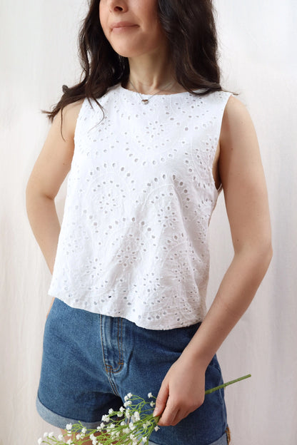 Lined Pure Cotton Eyelet Top