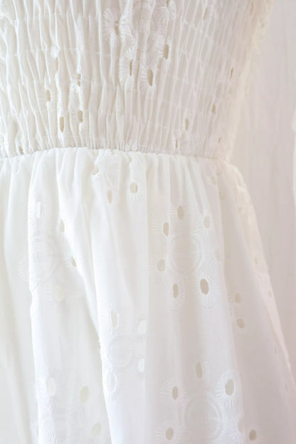 Short Dress in Pure Cotton with Eyelet Embroidery