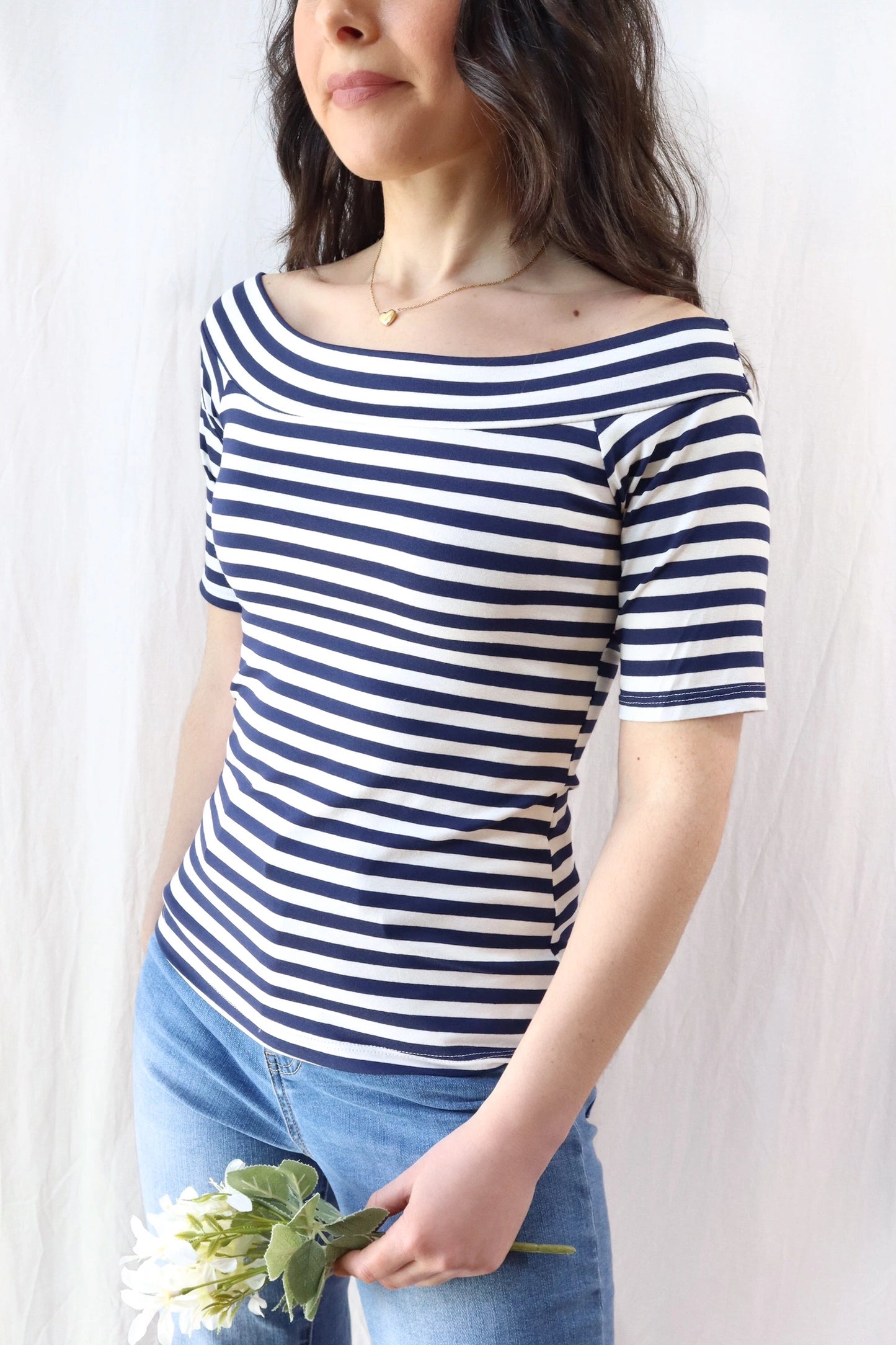 T-shirt a Spalle Scoperte | Blu e Bianco