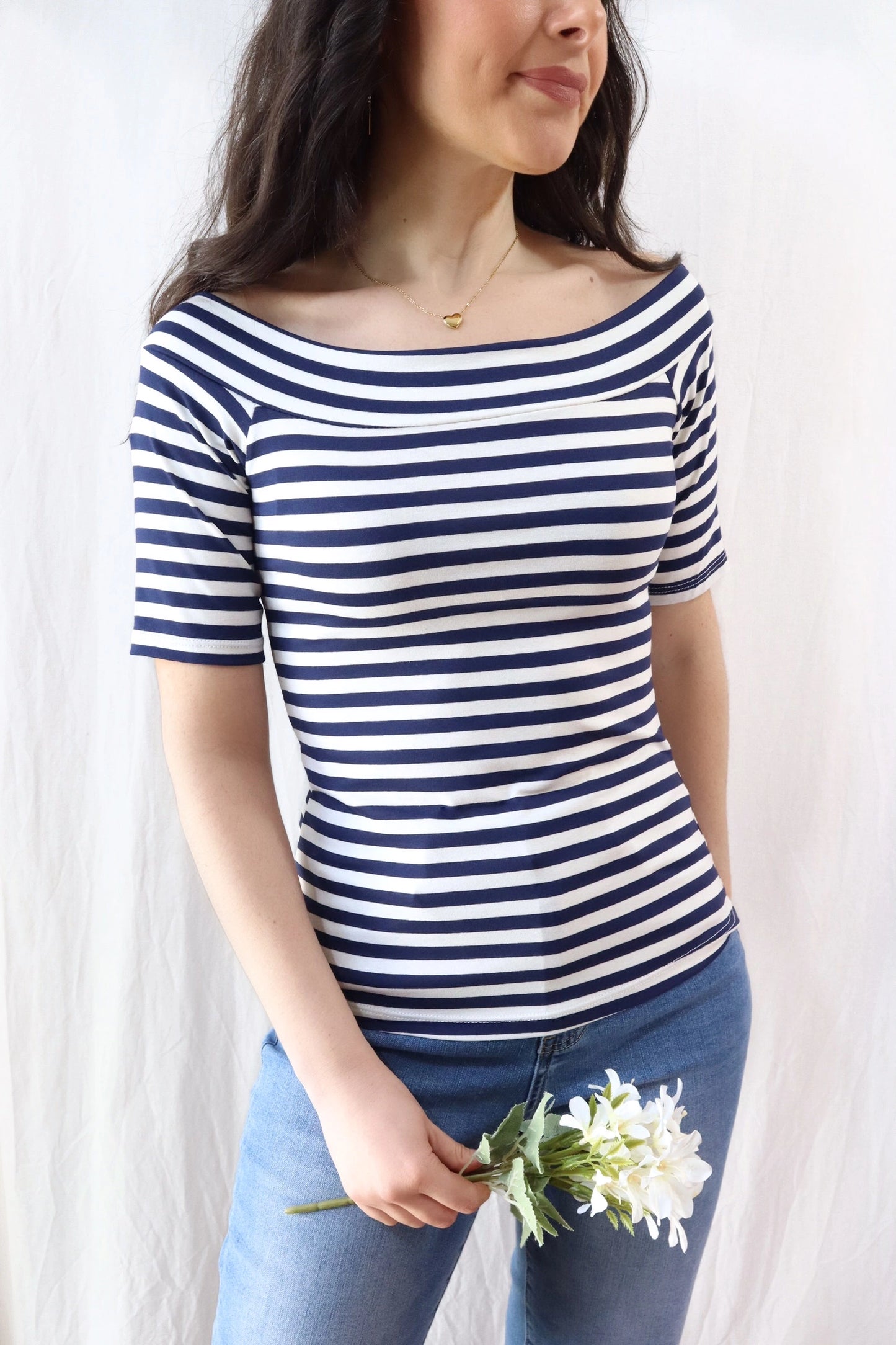 T-shirt a Spalle Scoperte | Blu e Bianco