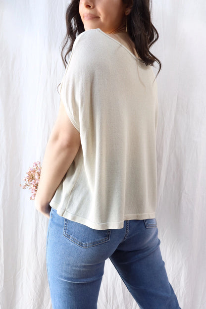 Sleeveless Sweater in Linen and Viscose | Beige