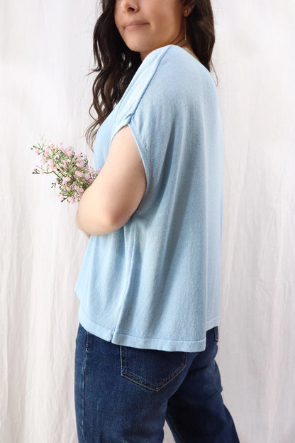 Sleeveless Sweater in Linen and Viscose | Light Blue