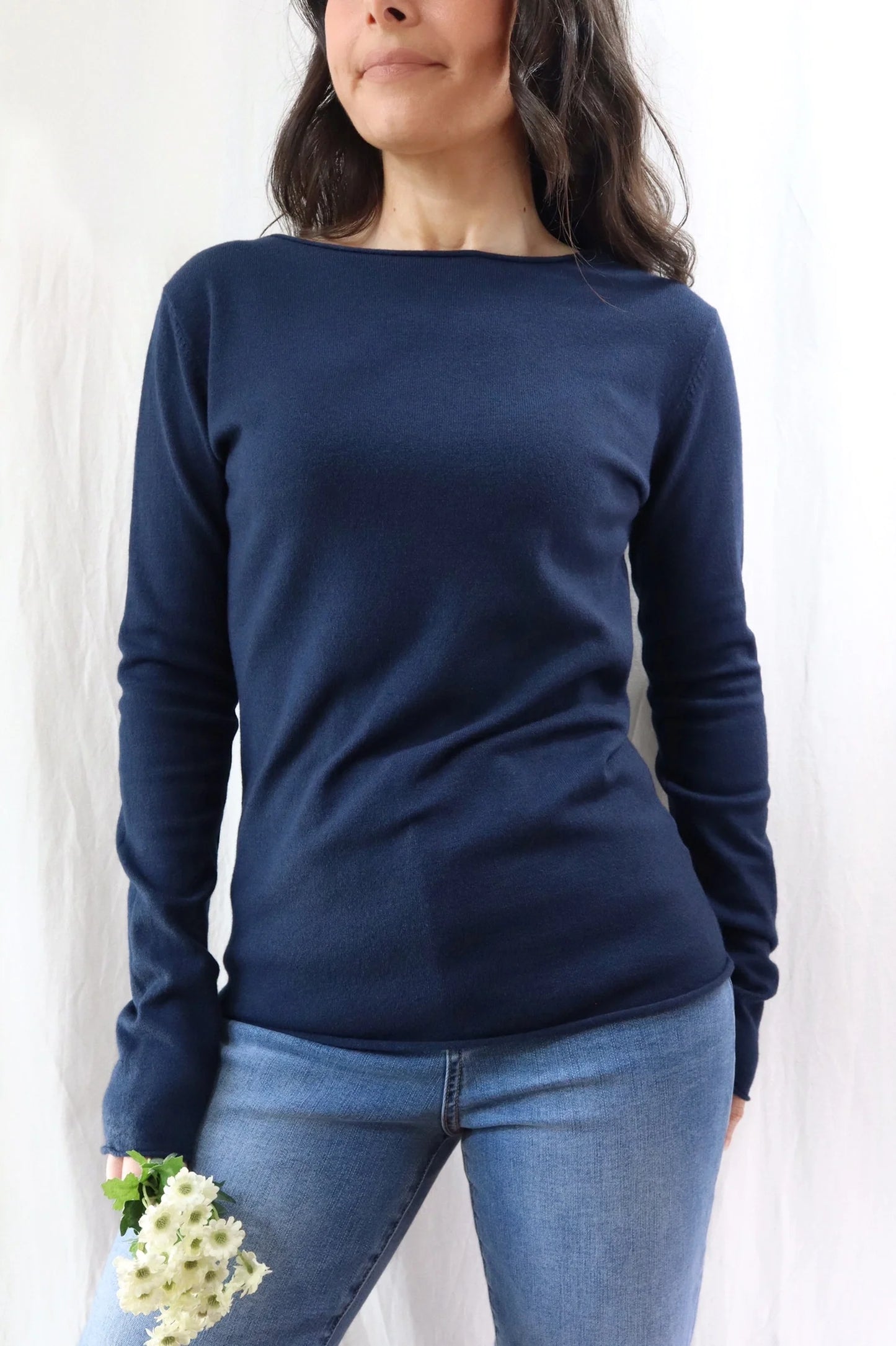 Boat Neck Sweater | Blue