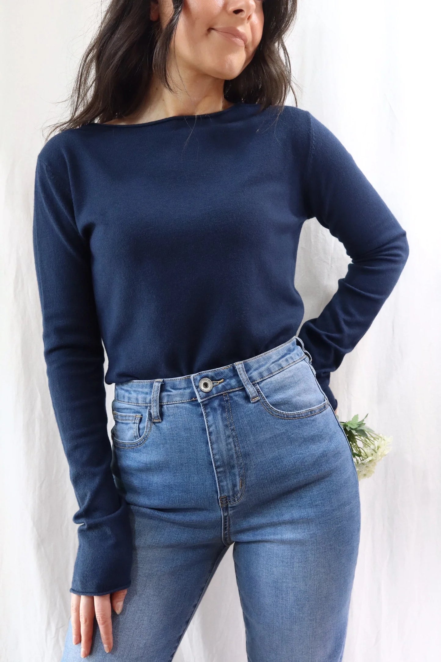 Boat Neck Sweater | Blue