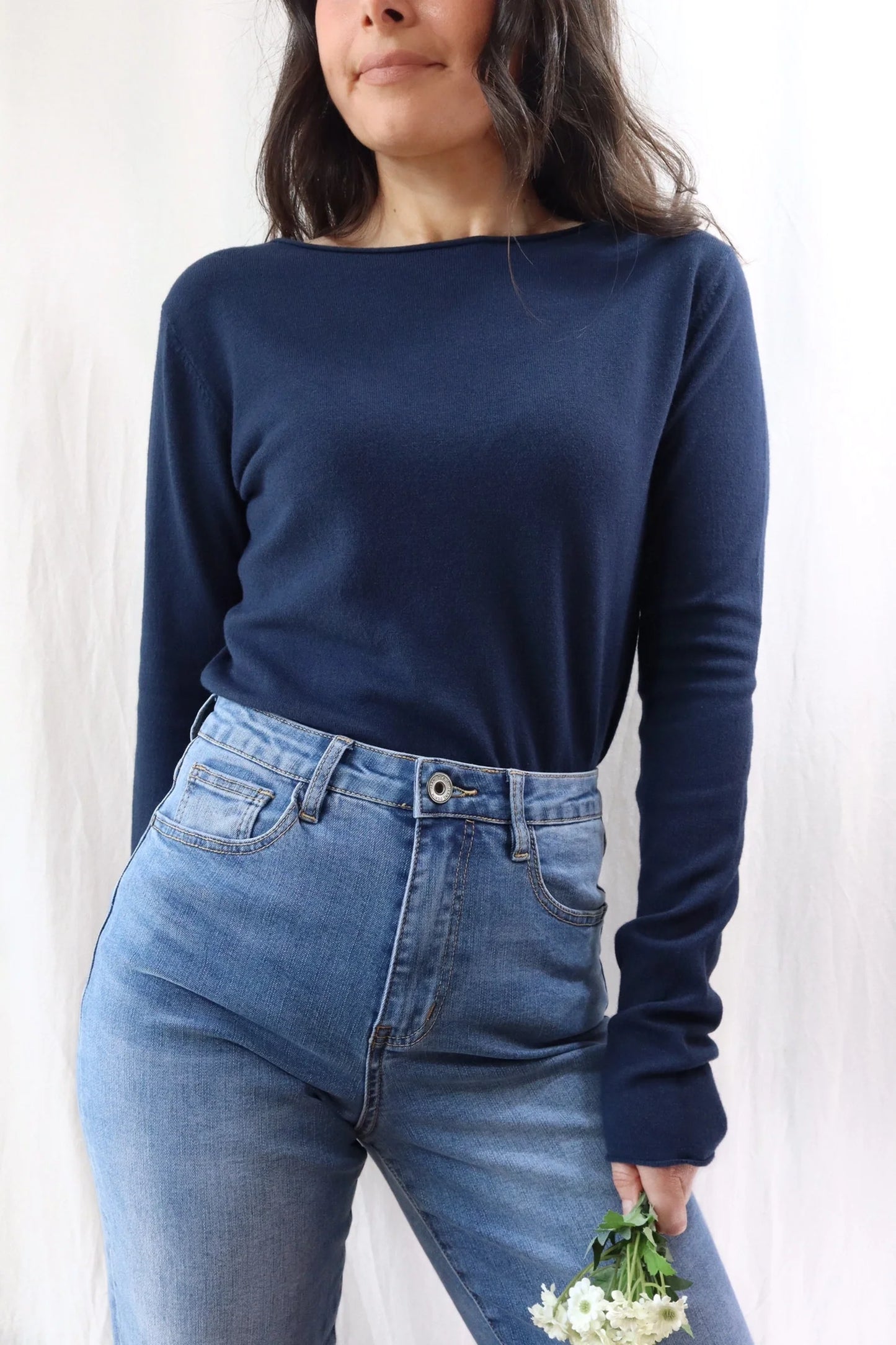 Boat Neck Sweater | Blue