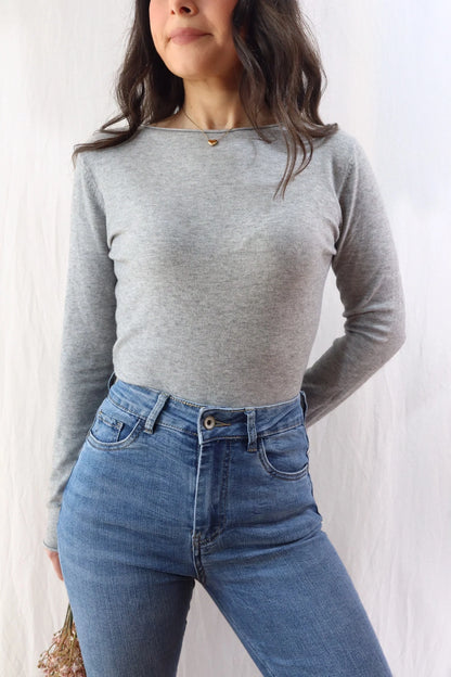 Boat Neck Sweater | Grey