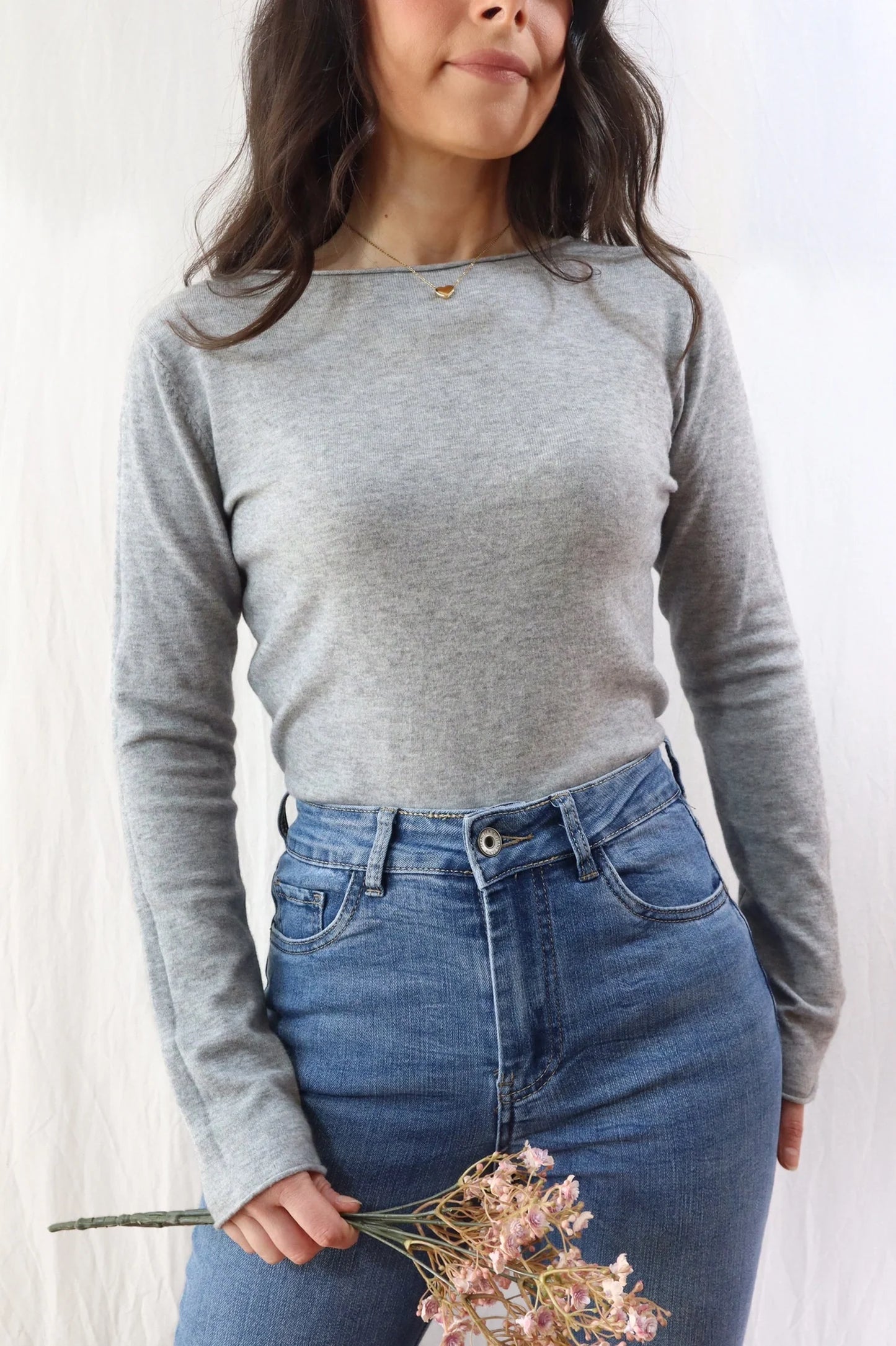 Boat Neck Sweater | Grey