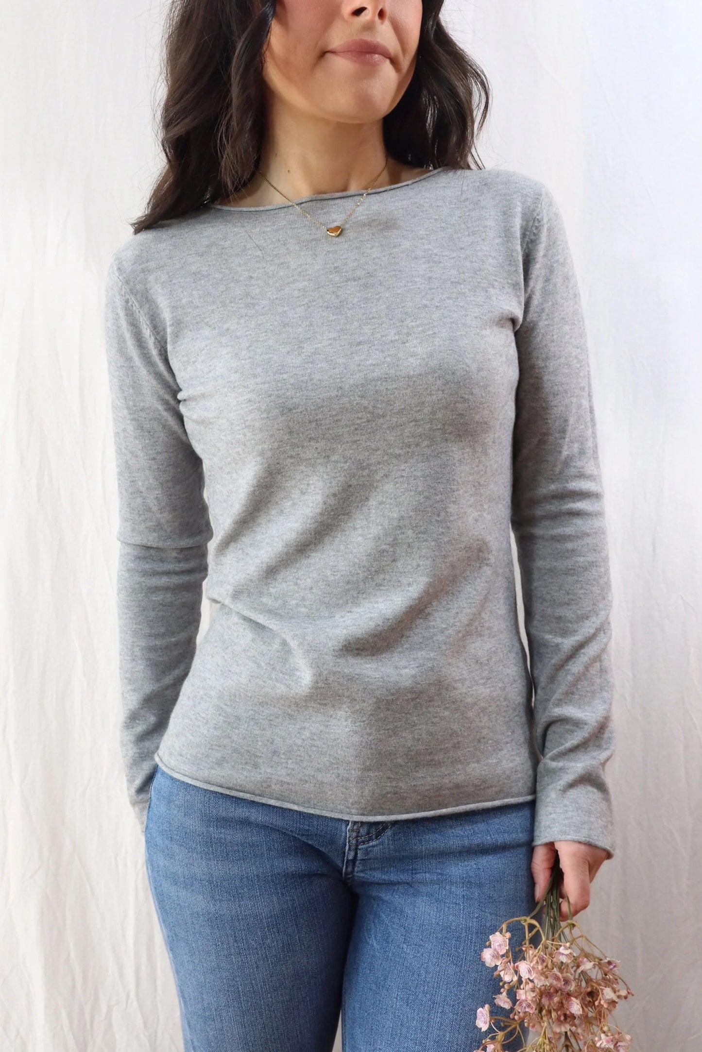 Boat Neck Sweater | Grey