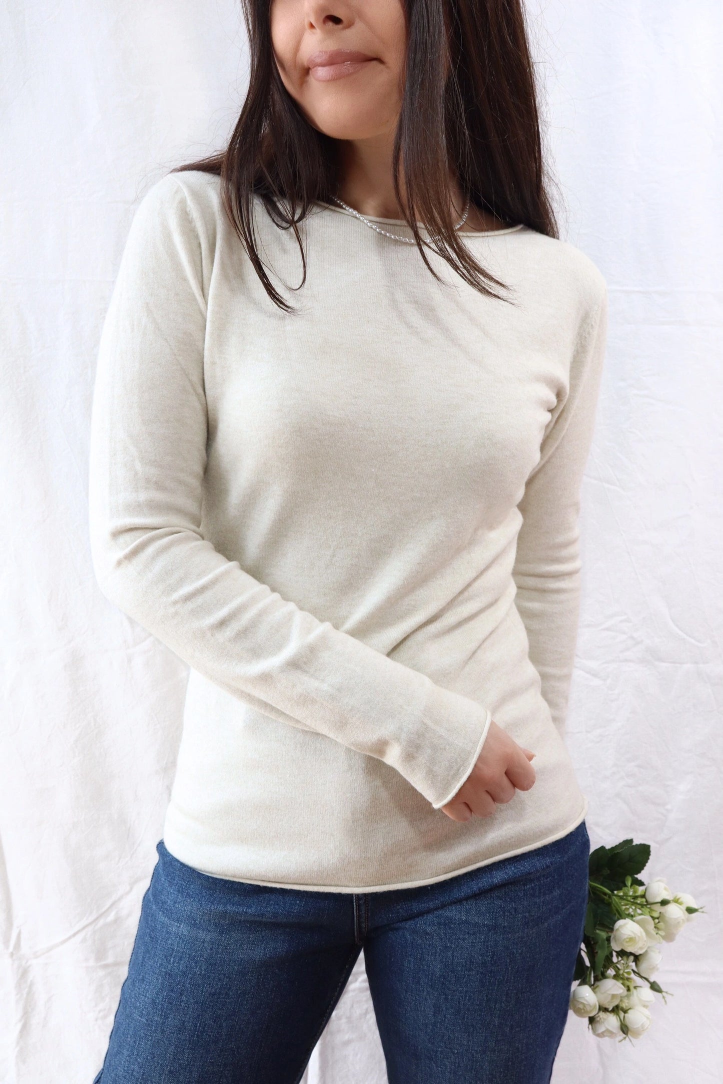 Boat Neck Sweater | Beige