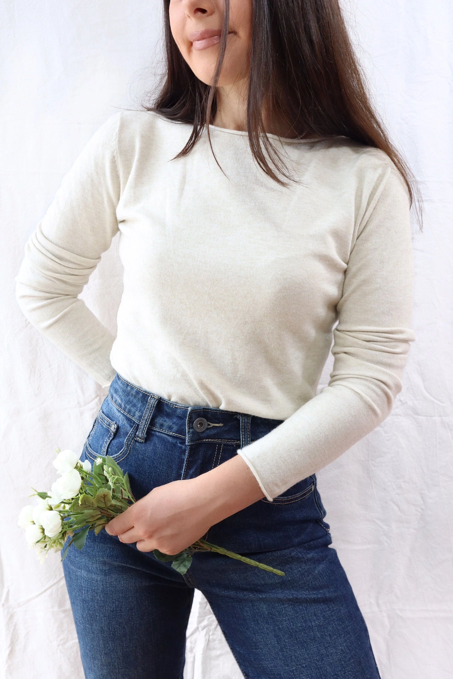 Boat Neck Sweater | Beige