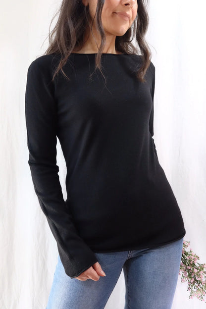 Boat Neck Sweater | Black