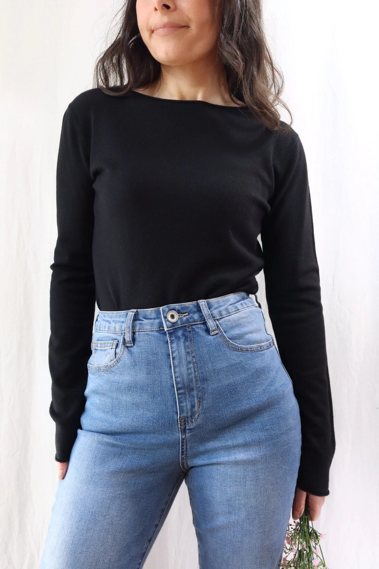 Boat Neck Sweater | Black