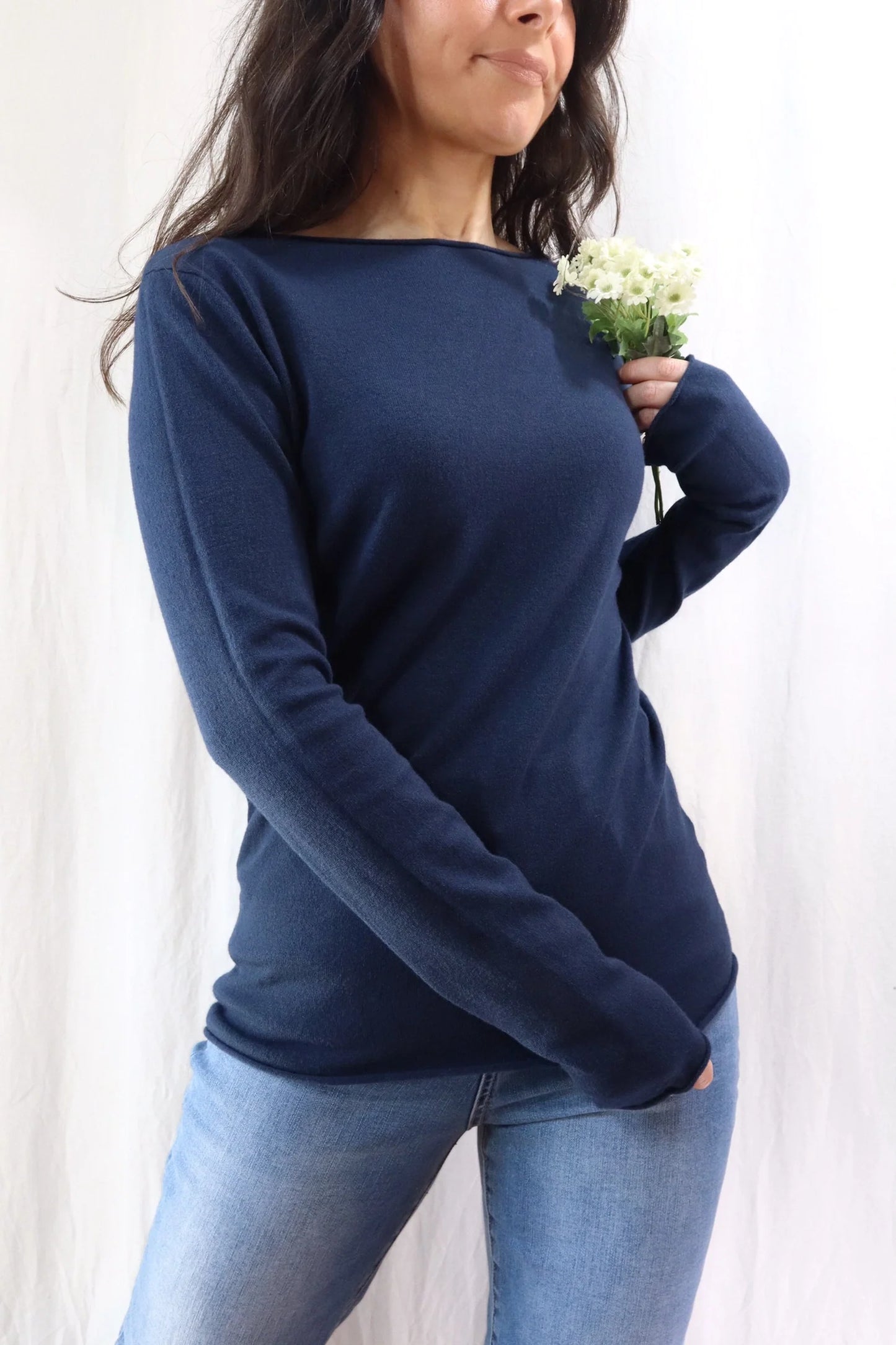 Boat Neck Sweater | Blue