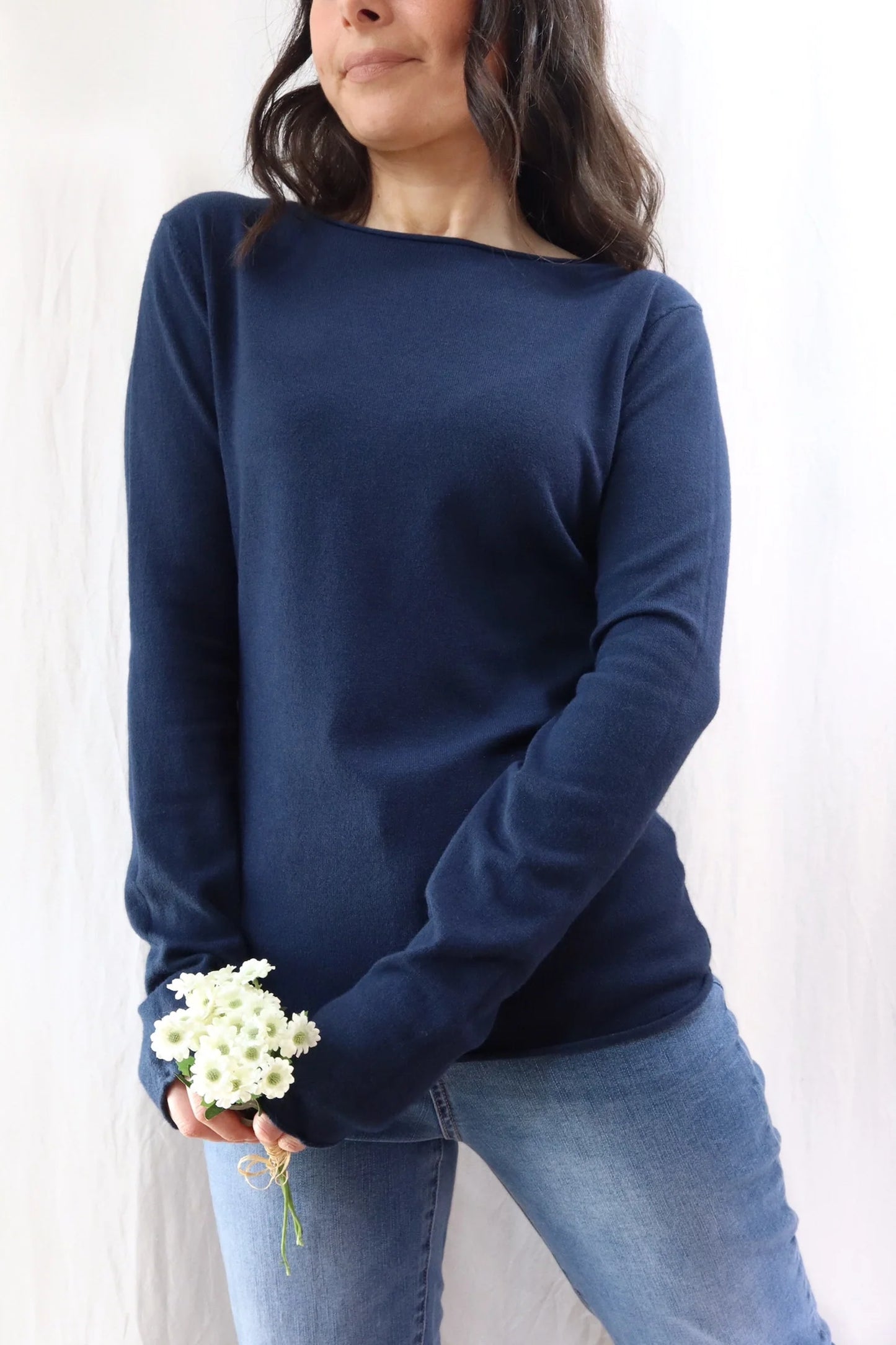 Boat Neck Sweater | Blue