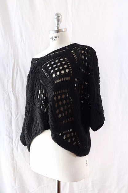 Hole-knit Sweater | Black