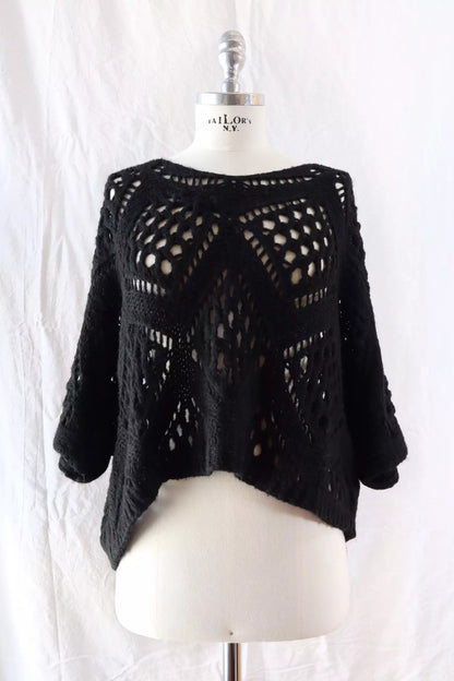 Hole-knit Sweater | Black