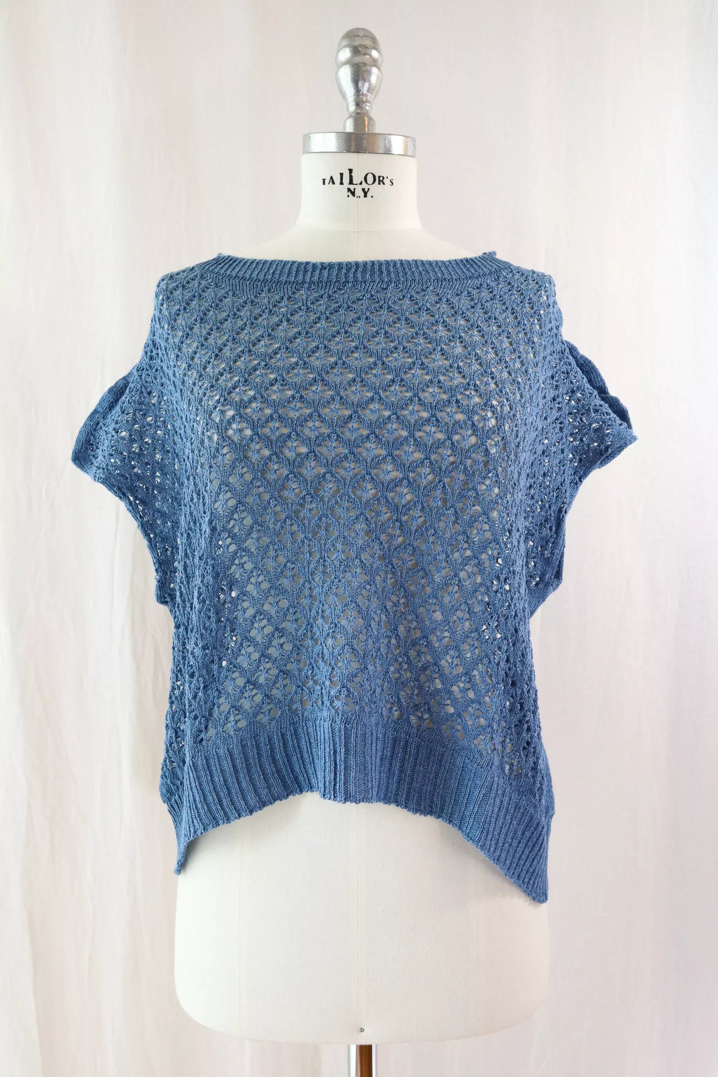 Short Sleeve Hole-knit Sweater | Denim