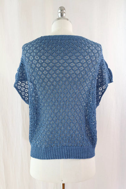 Short Sleeve Hole-knit Sweater | Denim