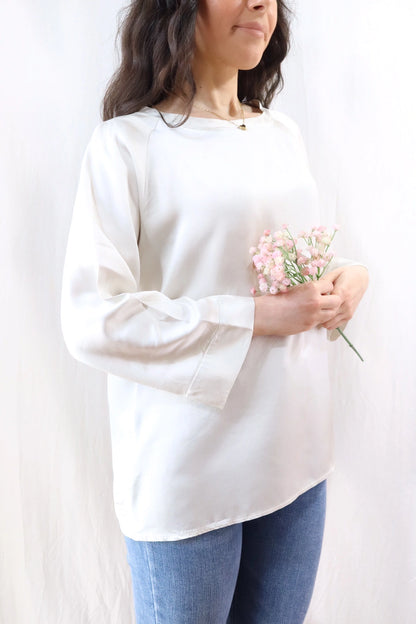 Satin Viscose Blouse | Light Beige