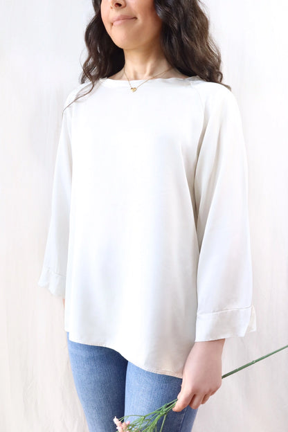 Blusa in Viscosa Satinata | Beige Chiaro