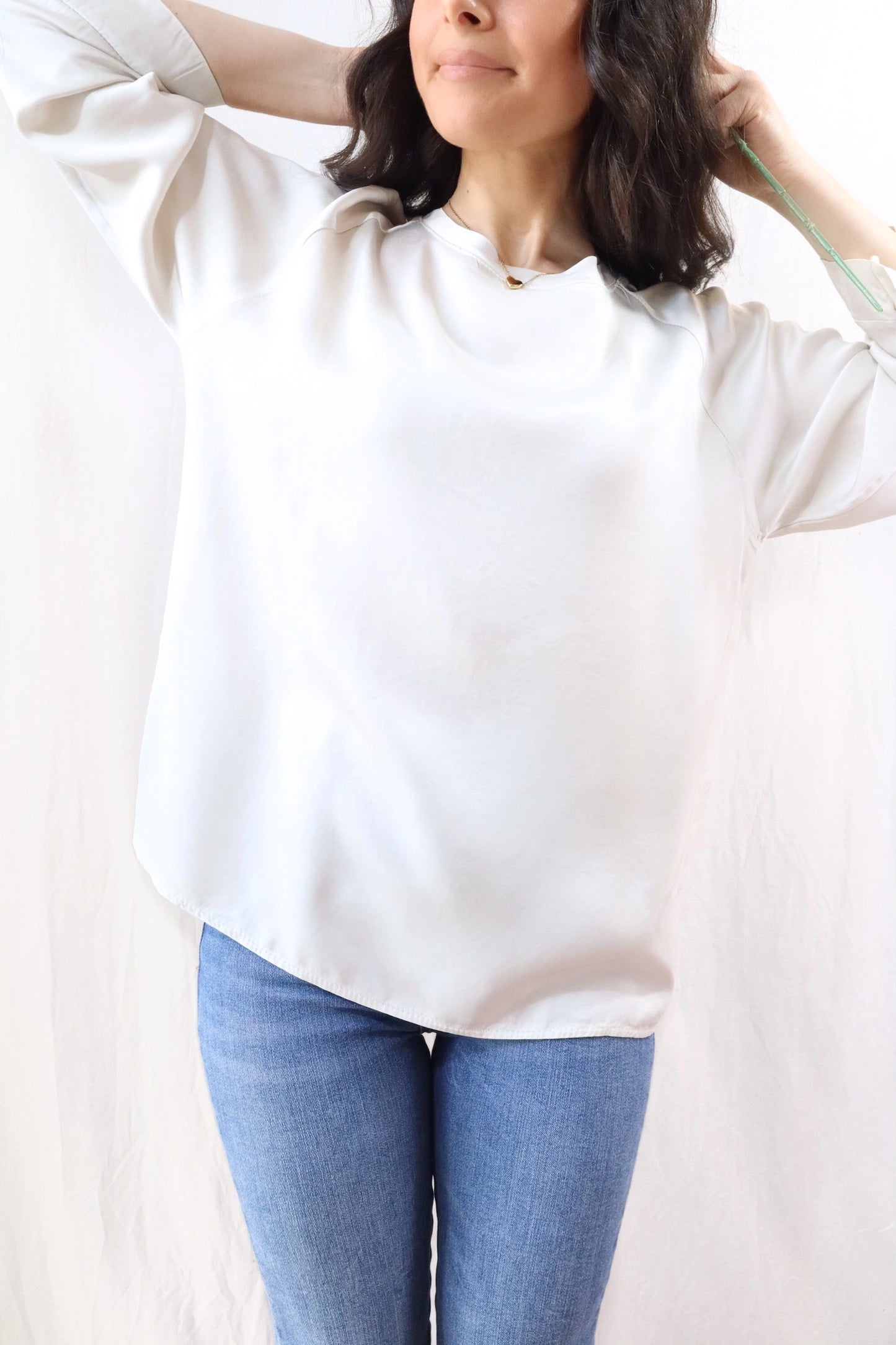 Satin Viscose Blouse | Light Beige