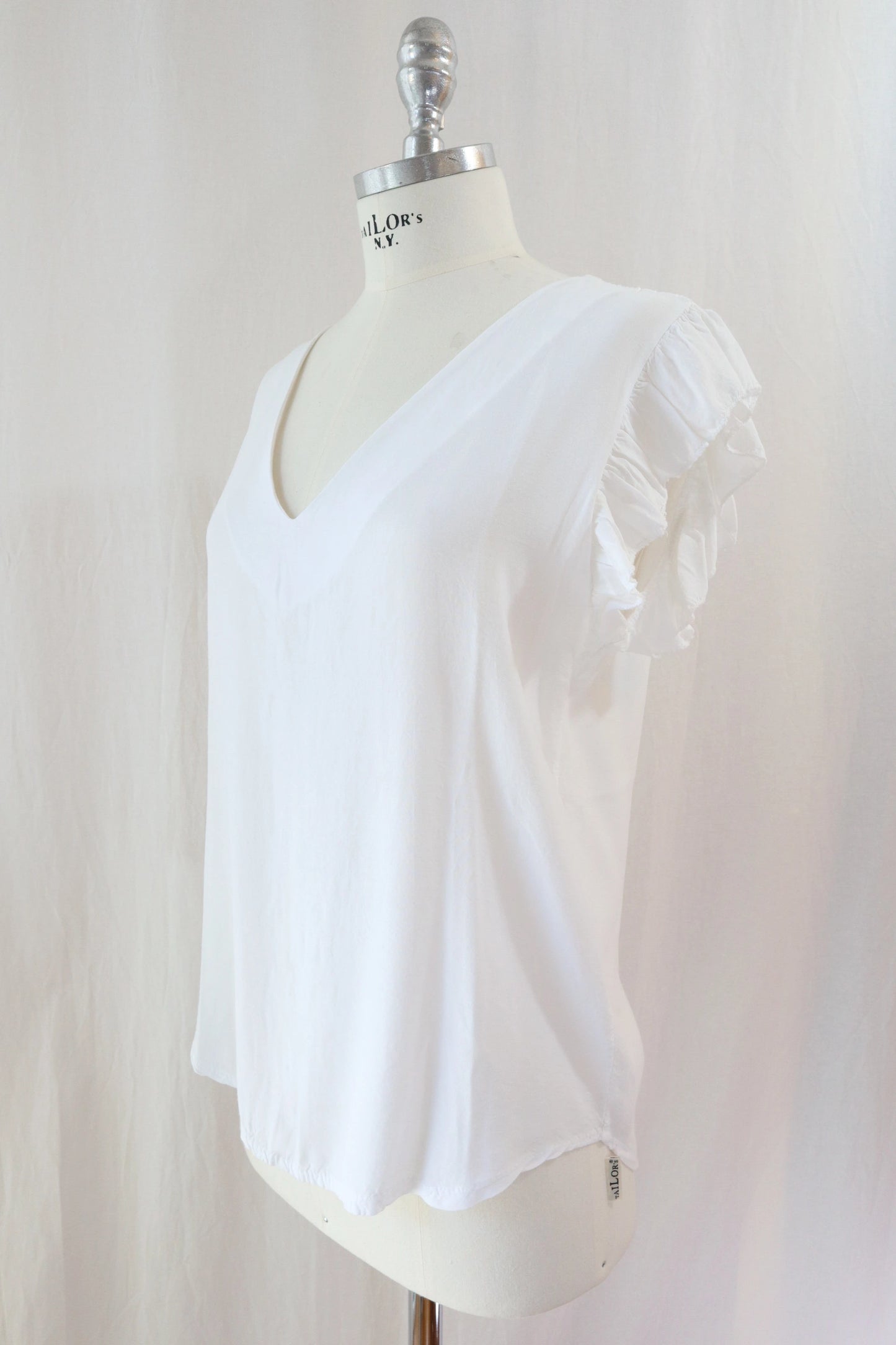 Blouse with Flutter Sleeves | White