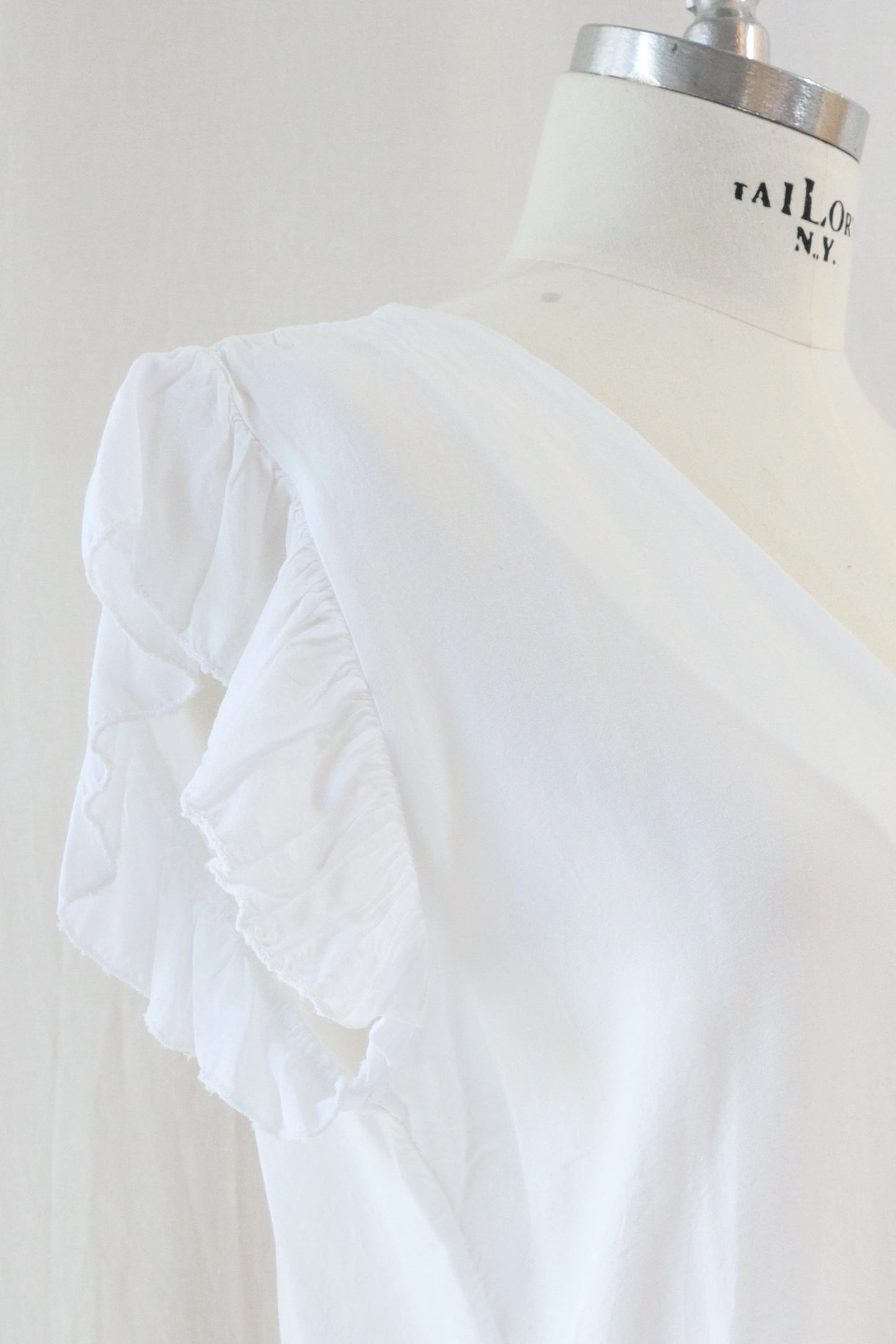 Blouse with Flutter Sleeves | White