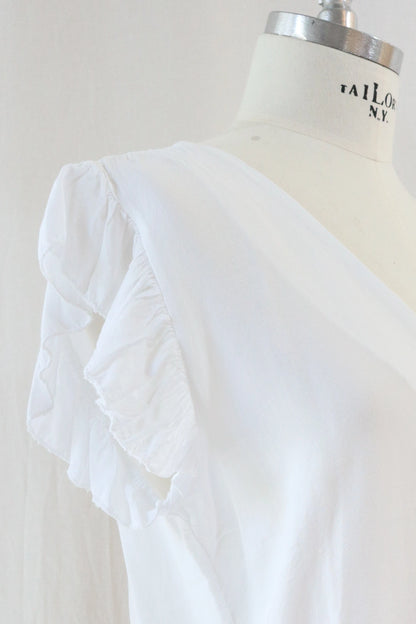 Blouse with Flutter Sleeves | White