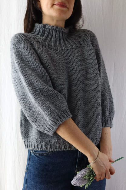 Wool-blend Turtleneck Sweater | Dark Gray