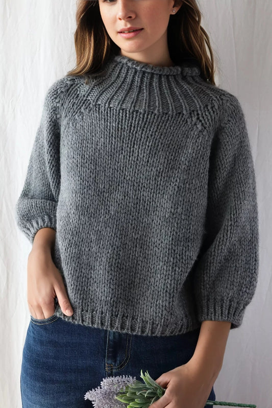 Wool-blend Turtleneck Sweater | Dark Gray