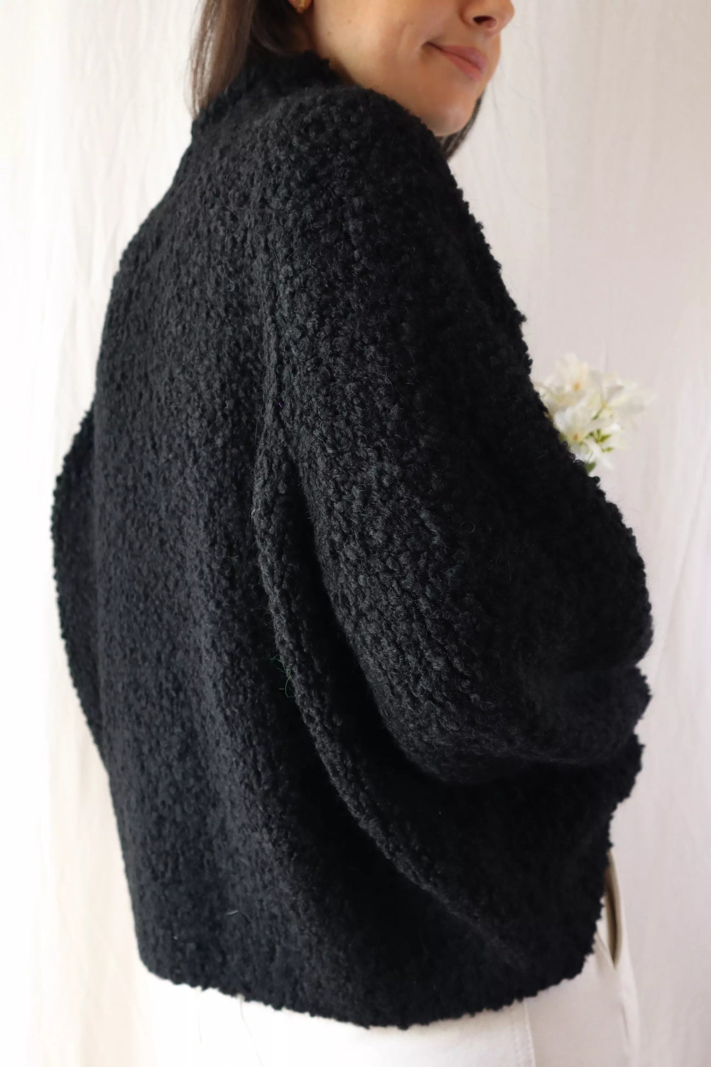 Wool-blend Bouclé Turtleneck Sweater | Black