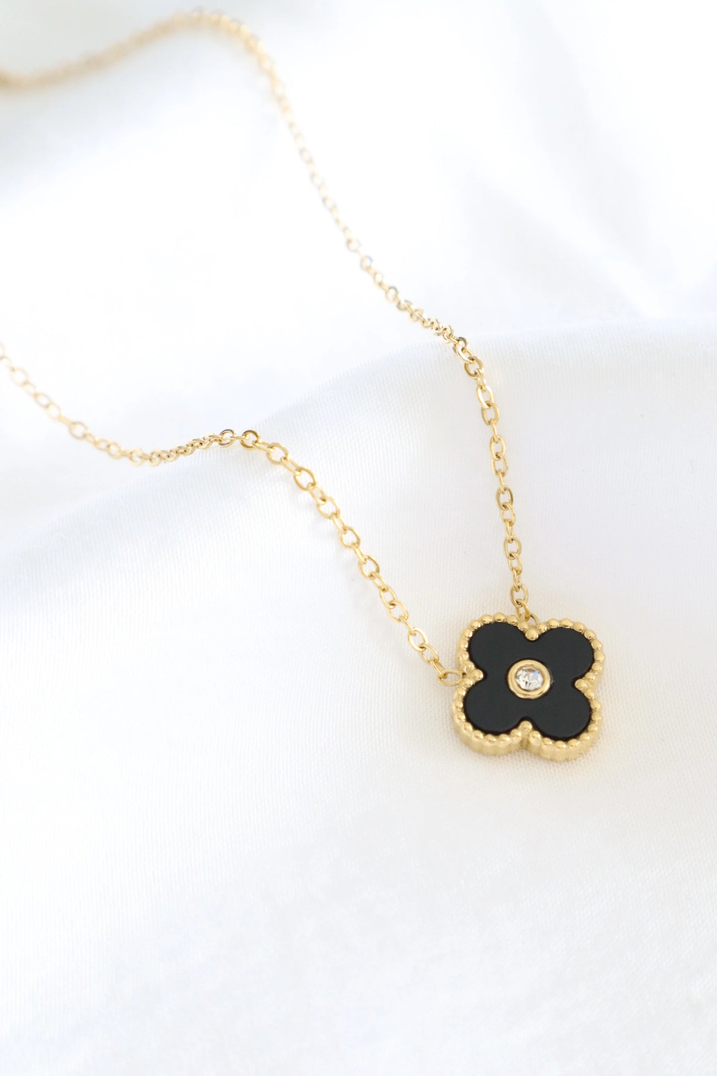 Four Leaf Clover and Diamond Necklace