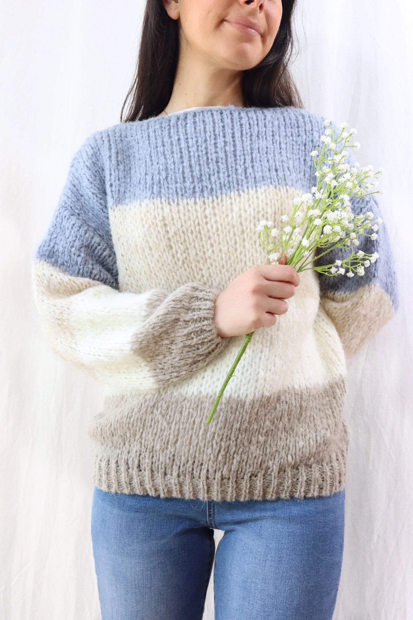 Mohair-blend Striped Sweater | Blue Tones