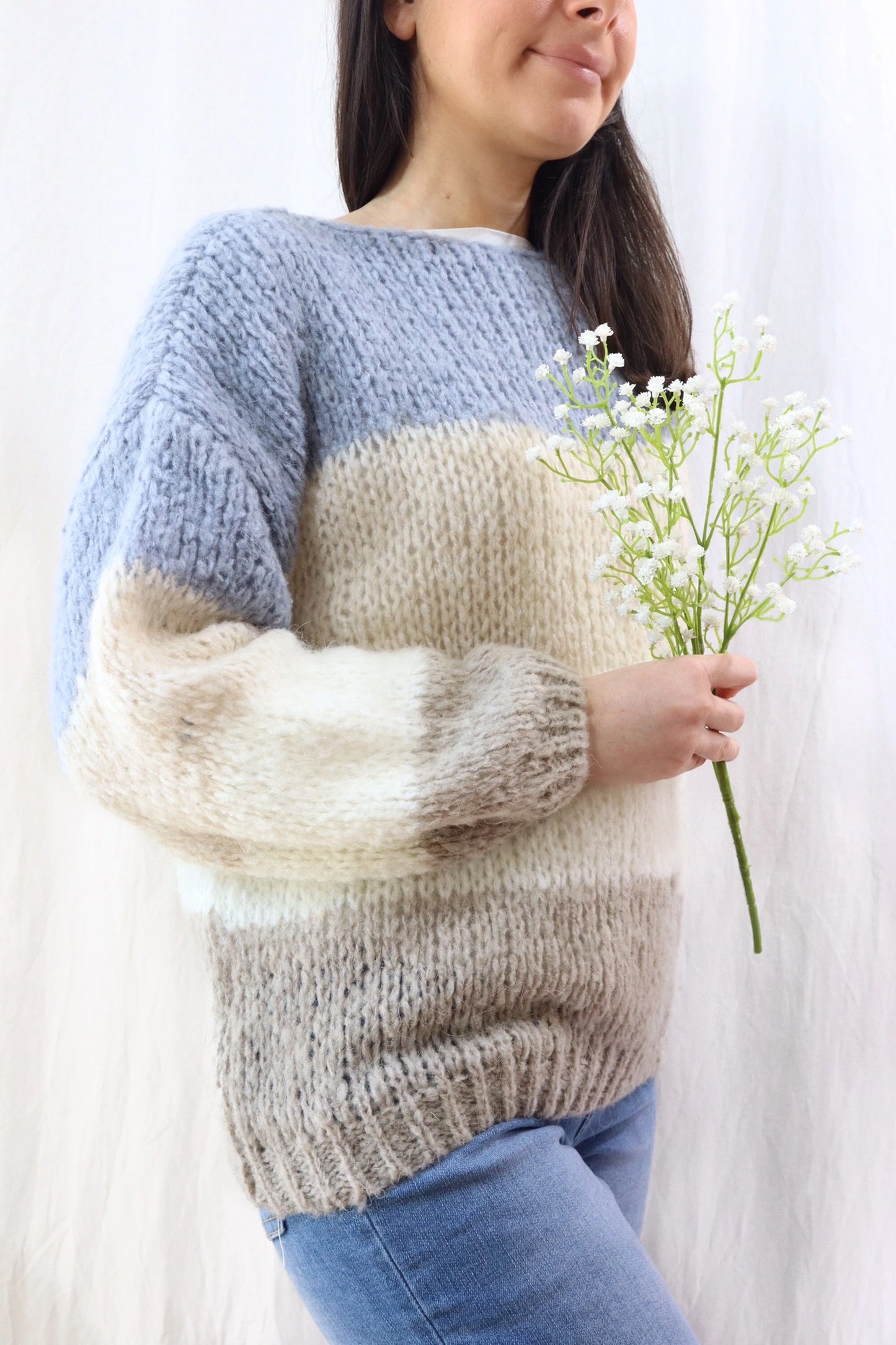 Mohair-blend Striped Sweater | Blue Tones