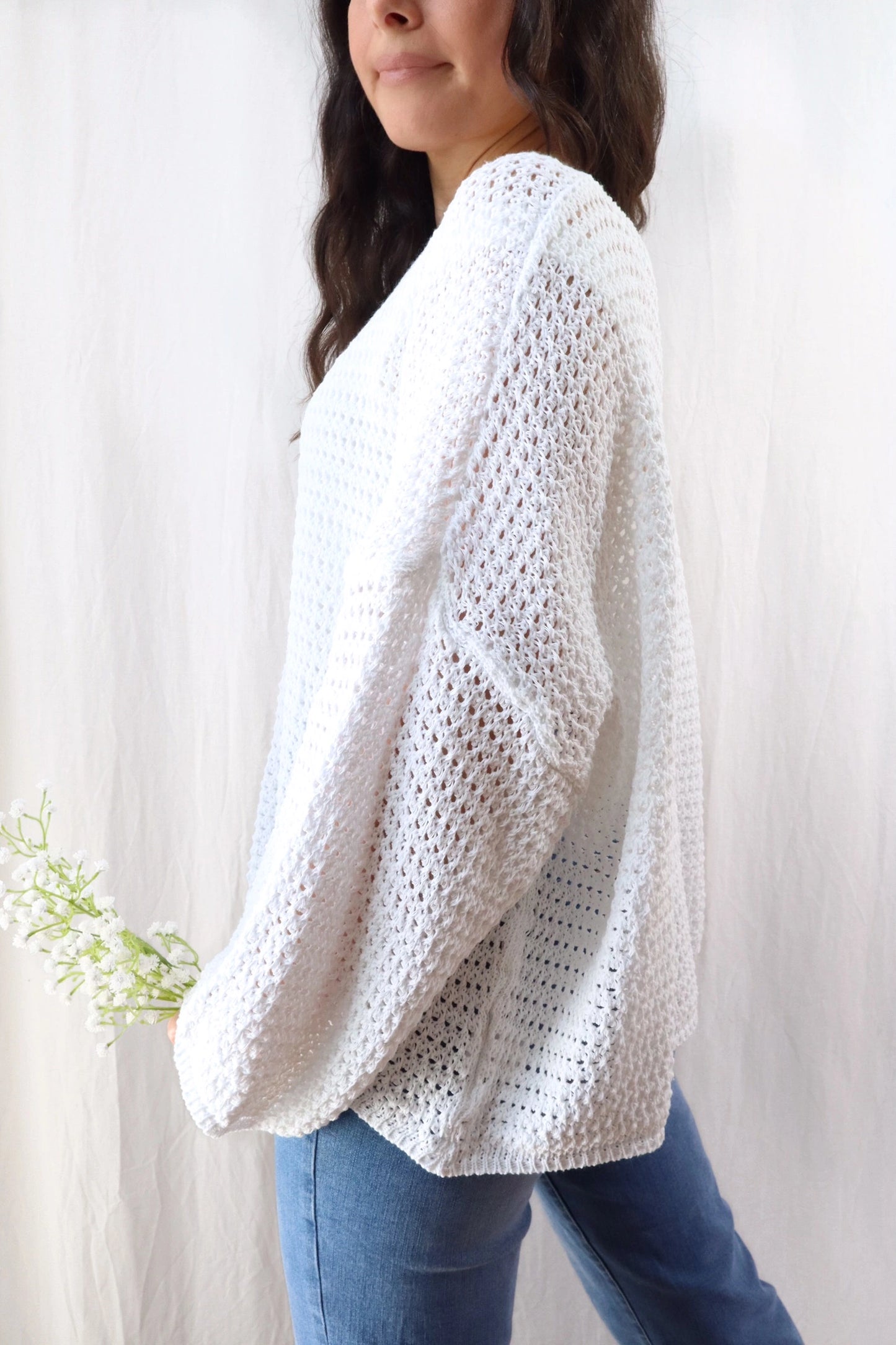 Pure Cotton Hole-knit Sweater