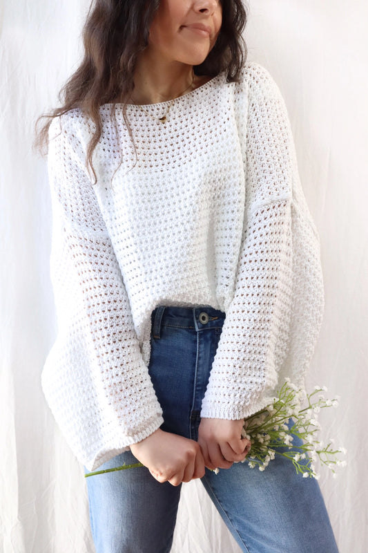 Pure Cotton Hole-knit Sweater