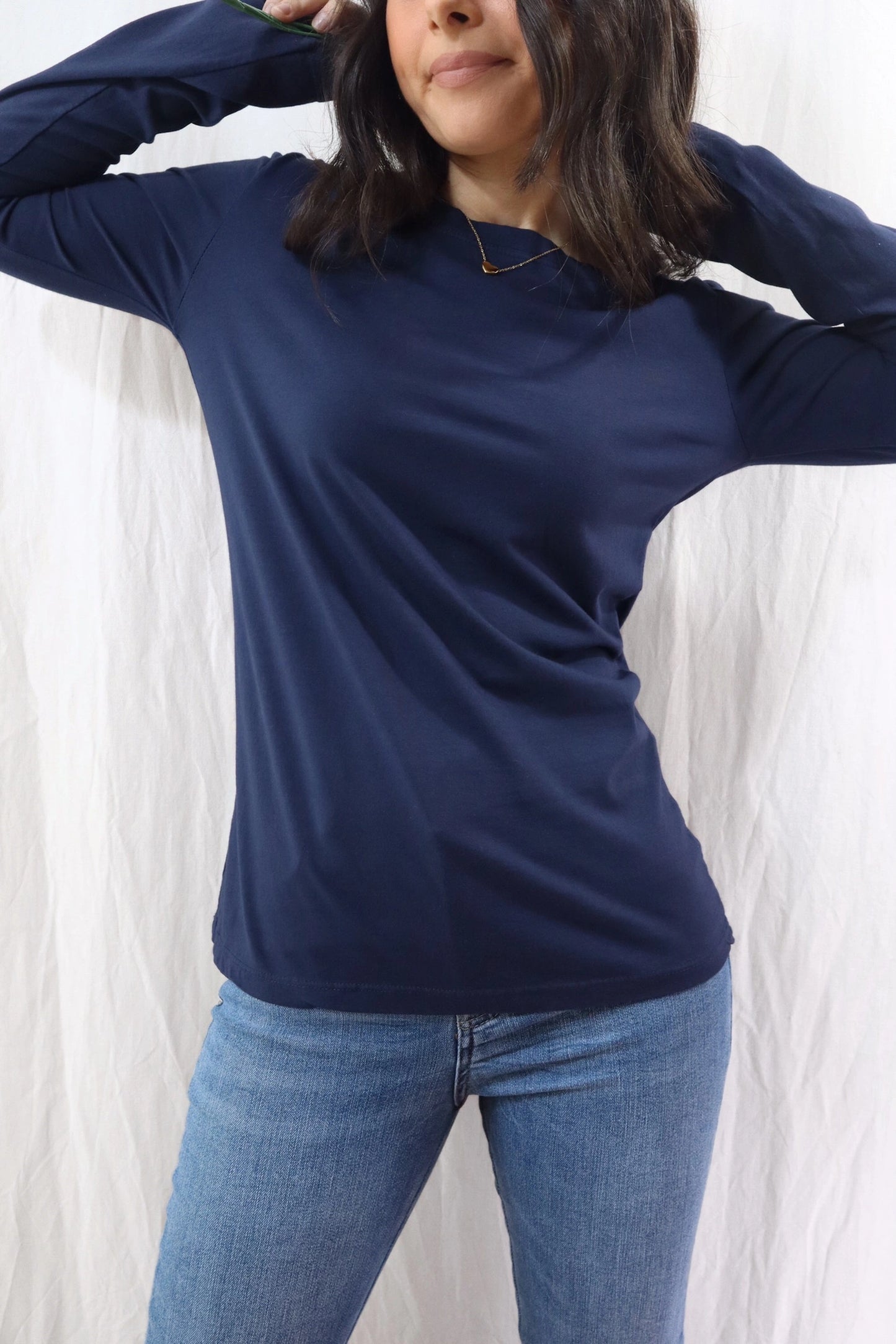 Cotton Long Sleeve T-shirt | Blue