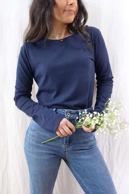 Cotton Long Sleeve T-shirt | Blue