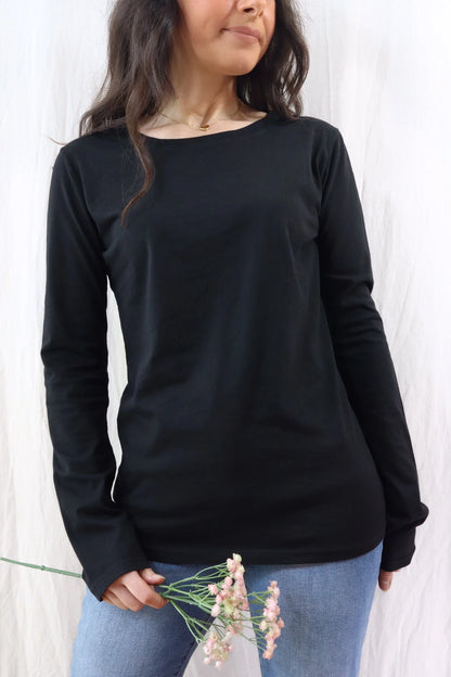 Cotton Long Sleeve T-shirt | Black