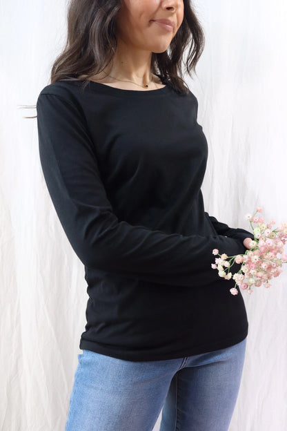 Cotton Long Sleeve T-shirt | Black