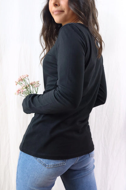 Cotton Long Sleeve T-shirt | Black