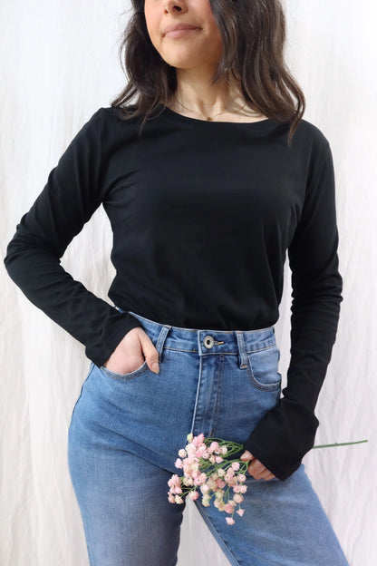 Cotton Long Sleeve T-shirt | Black