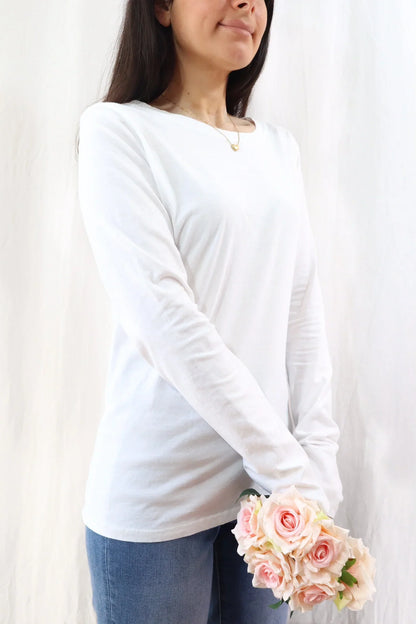 Cotton Long Sleeve T-shirt | White