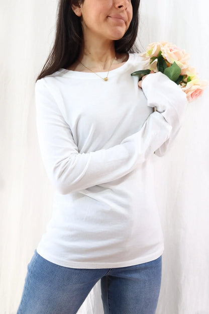 Cotton Long Sleeve T-shirt | White